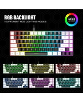 Wired Gaming Keyboard,84 key Rgb Luminescent pluggable cable keyboard character Luminescent color keyboard (Black)