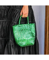 La Tote Metallic Bag In Green