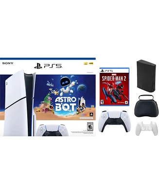 PS5 - Playstation 5 Disc Astrobot Bundle With Accessories, Extra Controller, & Spider-Man 2 Game