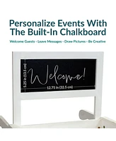 3-Tiered Flower Cart Display Stand with Wheels - Flower Display Stand or Planter - Wooden Cart with Chalkboard - White