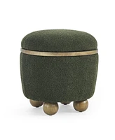 Round Upholstered Storage Stool with Hidden Compartment and Cushioned Seat for Bedroom Living Room Entryway Seating and Organization-The Pop Home