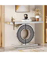 Tribesigns 43-Inch Silver Console Table, Entryway Table with Mirror Finish for Entrance, Living Room, Hallway