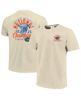 Image One Men's Natural Florida Gators 2025 Ncaa Basketball National Champions Distressed Net T-Shirt