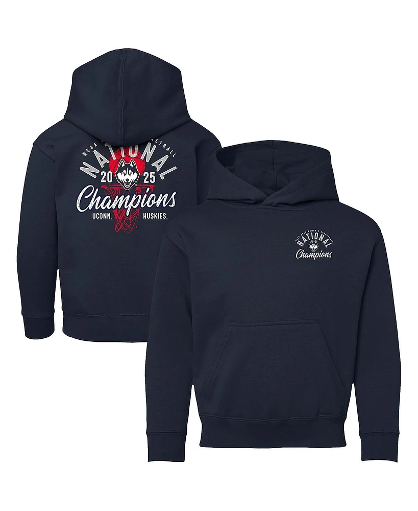 Image One Big Boys and Girls Navy UConn Huskies 2025 Ncaa Women's Basketball National Champions Fleece Pullover Hoodie