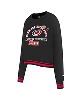Pro Standard Women's Black Carolina Hurricanes Area Code Cropped Pullover Sweatshirt
