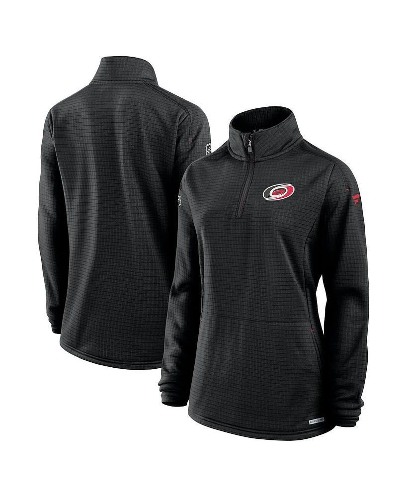 Fanatics Women's Black Carolina Hurricanes Authentic Pro Rink Lightweight Quarter-Zip Pullover Sweatshirt