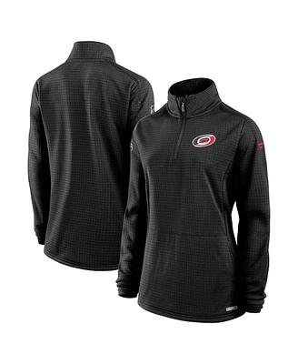 Fanatics Women's Black Carolina Hurricanes Authentic Pro Rink Lightweight Quarter-Zip Pullover Sweatshirt