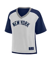 Fanatics Women's Navy/Graphite New York Yankees Oversized Race To Win V-Neck T-Shirt