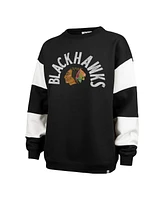 '47 Brand Women's Black Chicago Blackhawks Eephus Barred Pullover Sweatshirt