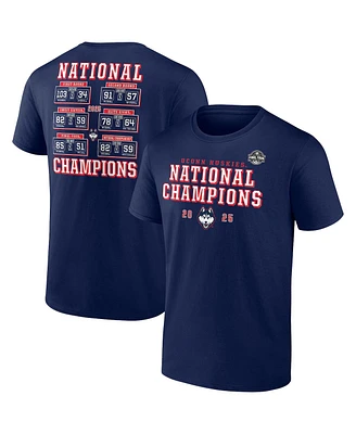 Fanatics Men's Navy UConn Huskies 2025 Ncaa Women's Basketball National Champions Schedule T-Shirt