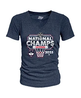 Blue 84 Women's Navy UConn Huskies 2025 Ncaa Basketball National Champions Bracket Tri-Blend V-Neck T-Shirt