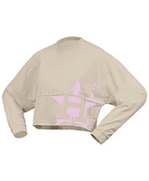Fanatics Women's Cream Houston Astros Floral Preppy Cropped Long Sleeve T-Shirt