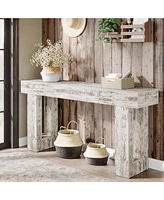 Tribesigns 63-Inch Long Console Table, Farmhouse Wooden Sofa Table Behind The Couch, Narrow Entryway Table for Entrance, Hallway, Living Room (Distres
