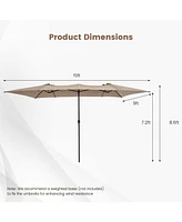 Gymax 15FT Double-Sided Market Umbrella Large Crank Handle Vented Twin Patio