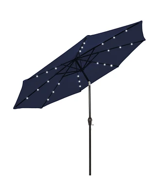 Gymax 9FT Solar Umbrella Led Patio Market Steel Tilt w/ Crank Outdoor Patio