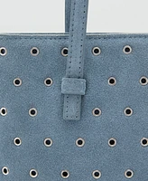 Mango Women's Die-Cut Leather Shopper Bag