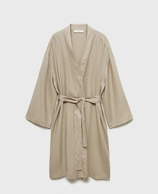Mango Women's Linen Home Robe