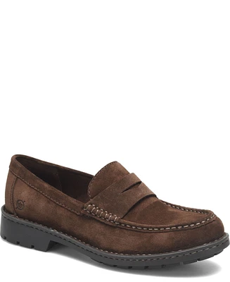 Born Men's Langley Suede Leather Slip On Penny Loafers