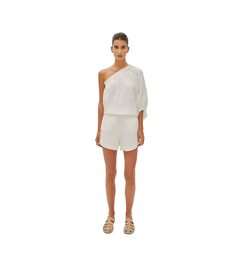 Labeca London Us Women's Capri Ecru Linen Shorts - s / ecru