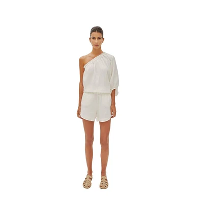 Labeca London Us Women's Capri Ecru Linen Shorts - s / ecru