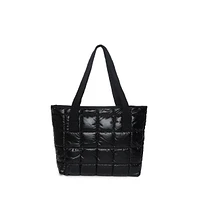 Women's Midnight Shadow Quilt Black Tote Bag