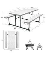 6ft Picnic Table with 2 Benches Heavy-Duty Table for 6-8 Person