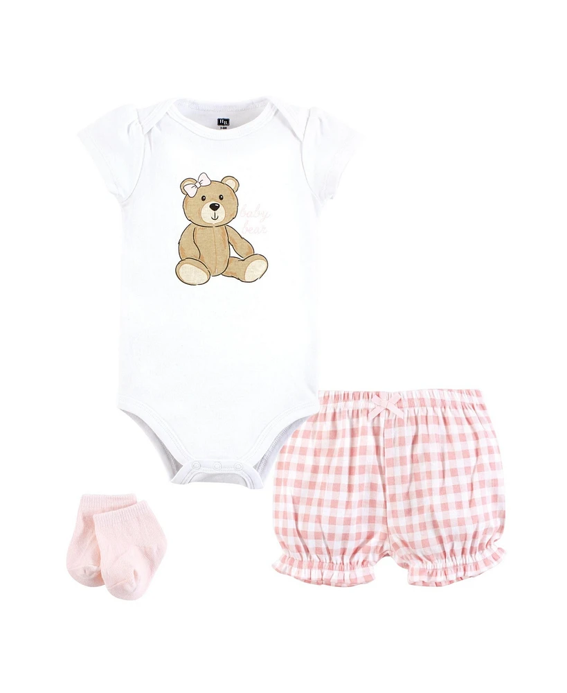 Hudson Baby Girls Bodysuit, Short and Sock