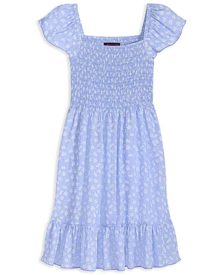 With Jules Big Girls Short-Sleeve Smocked-Bodice Dress