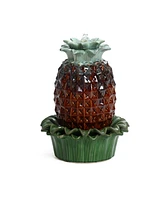 LuxenHome Pineapple Ceramic Indoor/Outdoor 17.1-In Tall Tabletop Fountain, Green Top