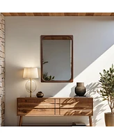 LuxenHome Rubberwood Frame Rectangle 35-Inch Tall Wall Mirror, Accent and Vanity