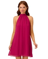 Adrianna Papell Women's Chiffon Mock-Neck Sleeveless Shift Dress
