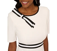 Adrianna Papell Women's Crepe Ribbon Boat-Neck Sheath Dress
