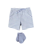 Hudson Baby Boys Bodysuit, Short And Sock, Milk Cookie Better Together