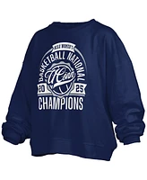 Pressbox Women's Navy UConn Huskies 2025 Ncaa Basketball National Champions Janice Oversized Fleece Pullover Sweatshirt