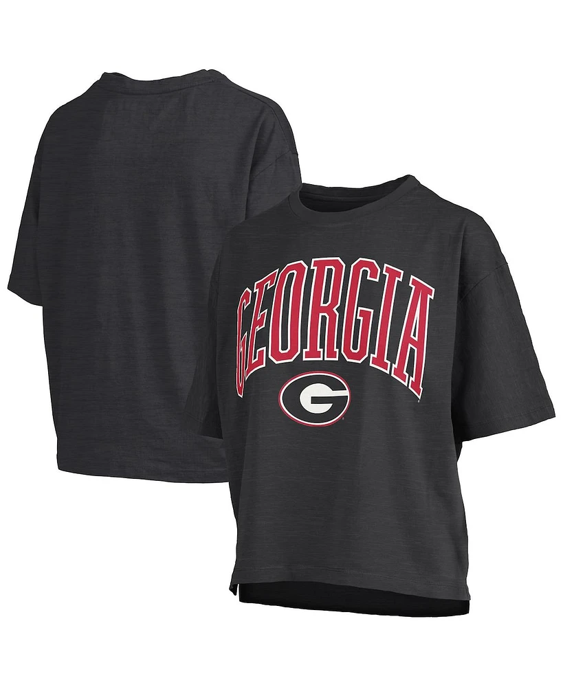 Pressbox Women's Georgia Bulldogs Nelson Arch Over Logo Waist Length Oversized Slub T-Shirt