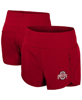 Colosseum Women's Scarlet Ohio State Buckeyes Stop By Smocked High Waist Shorts