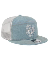 New Era Men's Boston Celtics Adventure Denim Split Panel 9FIFTY Snapback Trucker Hat