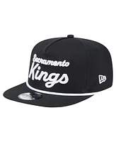 New Era Men's Black Sacramento Kings Team Text Golfer Snapback Hat