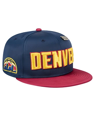 New Era Men's Navy/Red Denver Nuggets Throwback Satin Vintage Pin Two-Tone 59FIFTY Fitted Hat