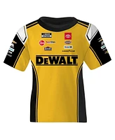 Joe Gibbs Racing Team Collection Big Boys and Girls Yellow Christopher Bell DeWalt Uniform T-Shirt