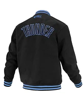 Fisll Men's and Women's Black Oklahoma City Thunder Logo Man Shadow Collection Full-Snap Varsity Jacket