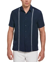 Cubavera Men's Pick Stitch Panel Short Sleeve Button-Down Shirt