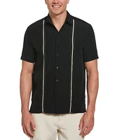 Cubavera Men's Pick Stitch Panel Short Sleeve Button-Down Shirt