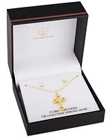 Giani Bernini 2-Pc. Set Cubic Zirconia Cross Pendant Necklace & Solitaire Stud Earrings in 18k Gold-Plated Sterling Silver, Exclusively at Macy's