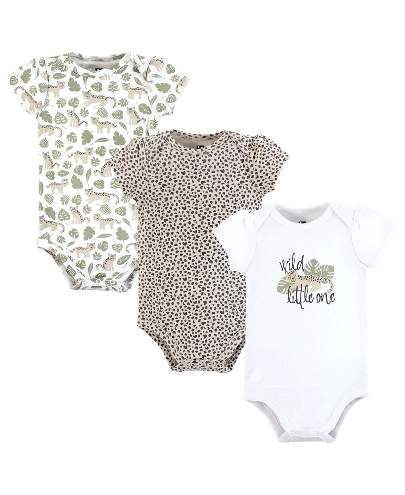 Hudson Baby Girls Cotton Bodysuits 3-Pack, Wild Cheetah