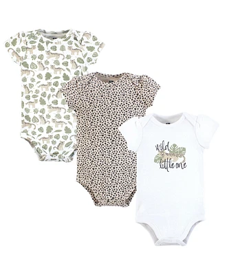 Hudson Baby Girls Cotton Bodysuits 3-Pack, Wild Cheetah