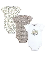 Hudson Baby Girls Cotton Bodysuits 3-Pack, Wild Cheetah