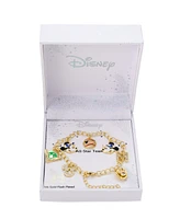 Disney Mickey and Minnie Cubic Zirconia and Crystal Baseball Charm Chain Bracelet