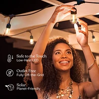 Ambience Pro 27 ft. Outdoor Solar Led 2-Watt String Lights with Warm White Hue