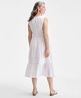 Style & Co Women's Cotton Sleeveless Lace-Mix Midi Dress, Exclusively at Macy's